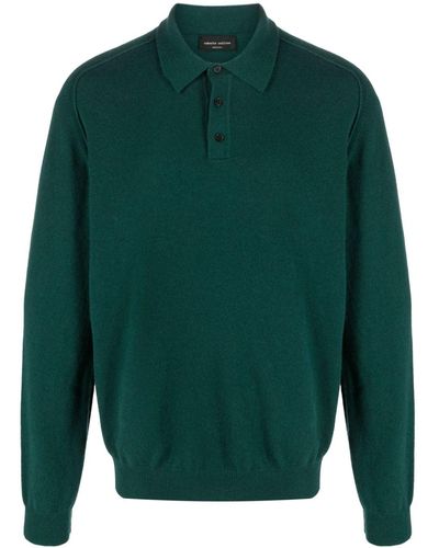 Roberto Collina Polo de punto fino - Verde