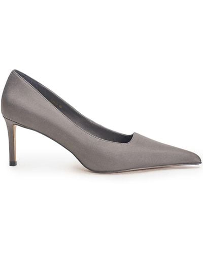 12 STOREEZ 70mm Pointed-toe Satin Court Shoes - Grey