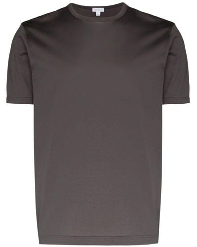 Sunspel Camiseta con cuello redondo - Negro