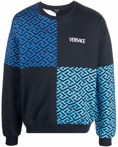 Versace Sweater Met Griekse Print - Blauw