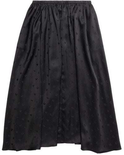Balenciaga Logo Letters Midi Skirt - Black