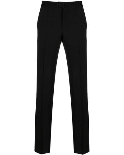 Emporio Armani Virgin-wool Mid-rise Tapered Trousers - Black