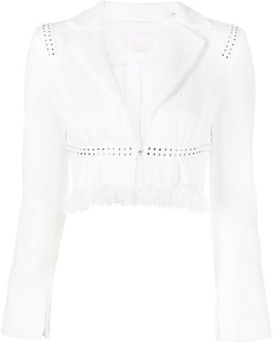 Genny Crystal-embellished Cropped Jacket - White