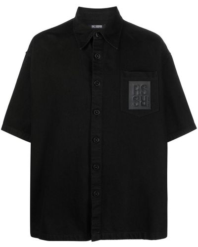 Raf Simons Camisa con parche del logo - Negro