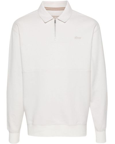BOGGI Logo-embroidered Zipped Sweatshirt - White
