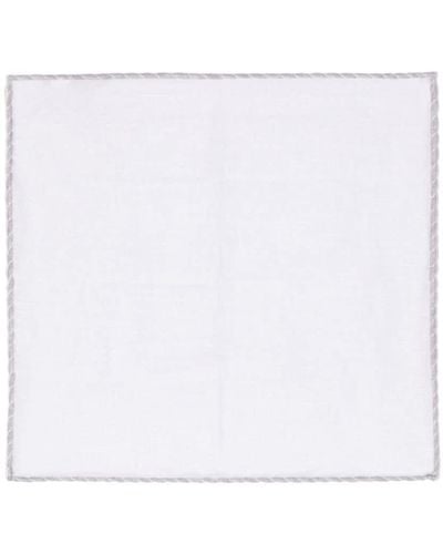 Eleventy Whipstitch-trim Handkerchief - White
