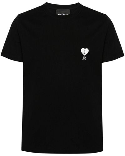 John Richmond Logo-embroidered Cotton T-shirt - Black