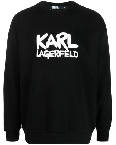Karl Lagerfeld Logo-stamp Long-sleeve Sweatshirt - Black