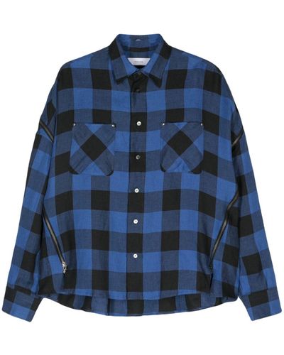 Facetasm Check-pattern Linen Shirt - Blue