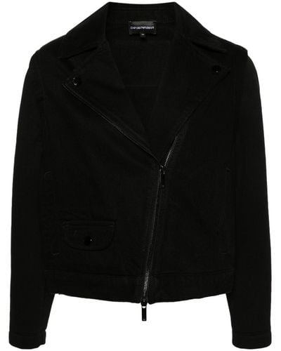 Emporio Armani Zip-up Denim Jacket - Black