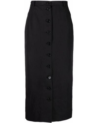 Raf Simons Button-front Mid-length Pencil Skirt - Black