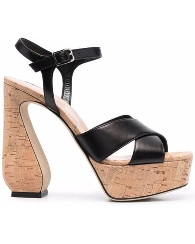 SI ROSSI 90mm Sculptued-heel Platform Sandals - Black