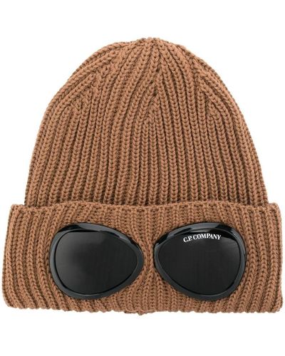 C.P. Company goggle-detail Knit Beanie - Brown