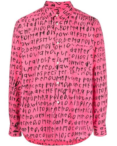 Comme des Garçons Graphic-print Button-up Shirt - Pink