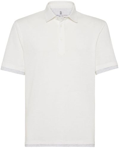 Brunello Cucinelli Layered-effect Linen-cotton Polo Shirt - White