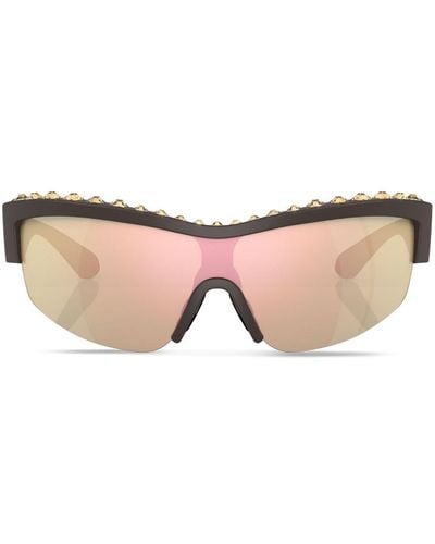 Swarovski Half-rim Shield-frame Sunglasses - Pink