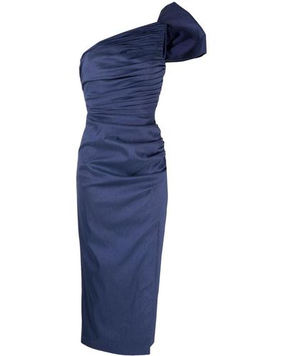 Rachel Gilbert Olive リボン シャーリング ドレス - ブルー