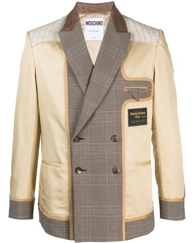 Moschino Paneled Double-breasted Blazer - Natural