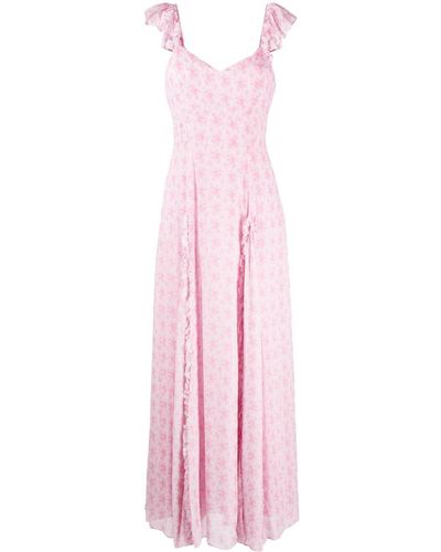 LoveShackFancy Tulonne Rose-print Dress - Pink