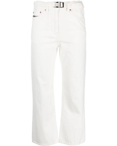 Sacai Cropped Straight-leg Jeans - White
