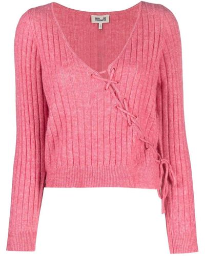 Baum und Pferdgarten Ribbed-knit Knot-detail Sweatshirt - Pink