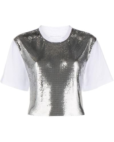 Rabanne T-Shirt im Metallic-Look - Grau