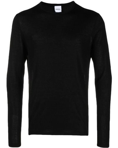 Aspesi Fine-knit Crew-neck Sweatshirt - Black