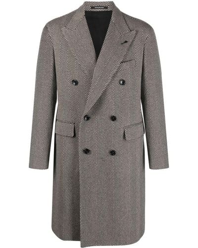 Tagliatore houndstooth-pattern belted coat - Black