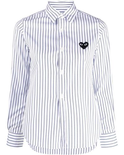 COMME DES GARÇONS PLAY Heart Logo Striped Shirt - Blue