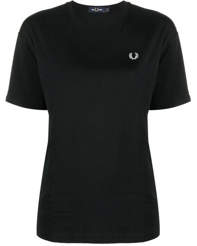 Fred Perry Logo-embroidered Cotton-jersey T-shirt - Black