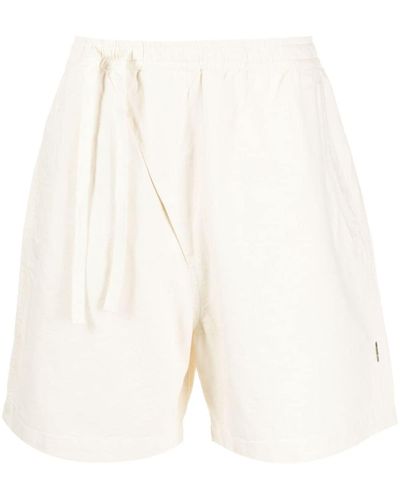 Maharishi Off Centre-drawstring Bermuda Shorts - White