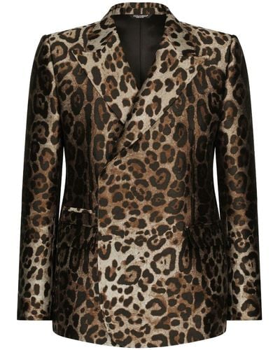 Dolce & Gabbana Costume croisé à imprimé léopard - Noir