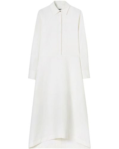 Jil Sander Long-sleeve Cotton Long Dress - White