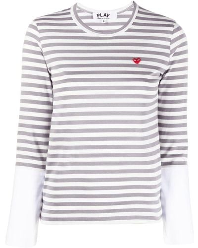 COMME DES GARÇONS PLAY Horizontal-stripe Long-sleeve T-shirt - Grey