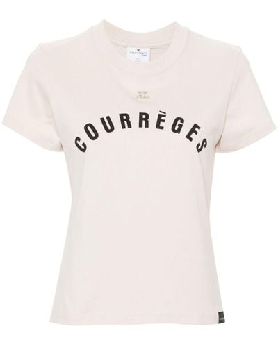Courreges Katoenen T-shirt Met Logoprint - Roze