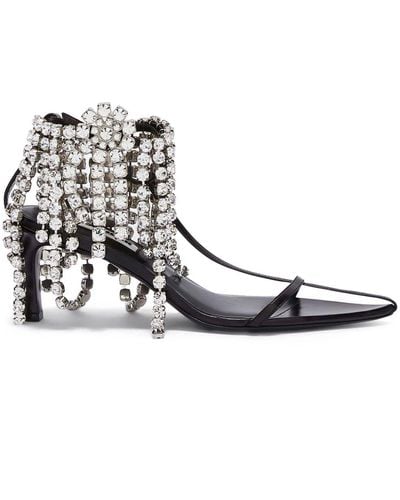 Jil Sander Crystal-embellished Leather Sandals - White