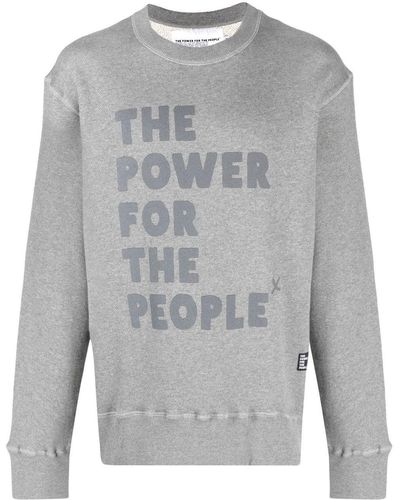 The Power for the People Logo-print Organic-cotton Sweatshirt - Gray