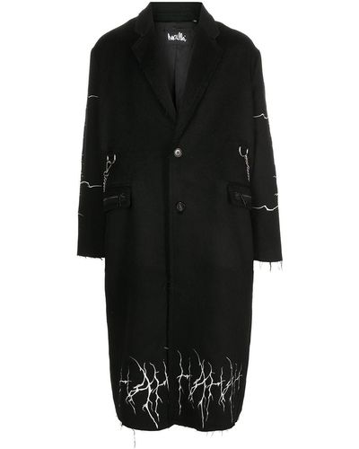 Haculla Embroidered Mid-length Coat - Black