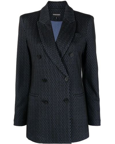 Emporio Armani Wool Double-breasted Jacket - Black