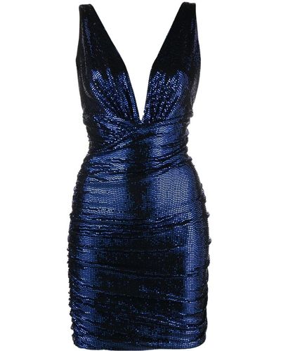 Alexandre Vauthier Vestido corto con escote en V - Azul