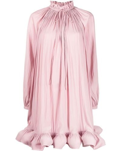 Lanvin Micro-pleat Ruffled Shift Dress - Pink