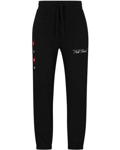 HUGO Card-embroidered French Terry Track Pants - Black