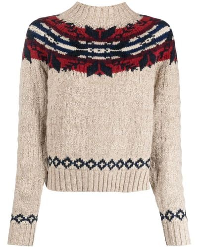 Polo Ralph Lauren Creamfair Isle-pattern High-neck Wool, Cotton And Linen-blend Sweater - Natural