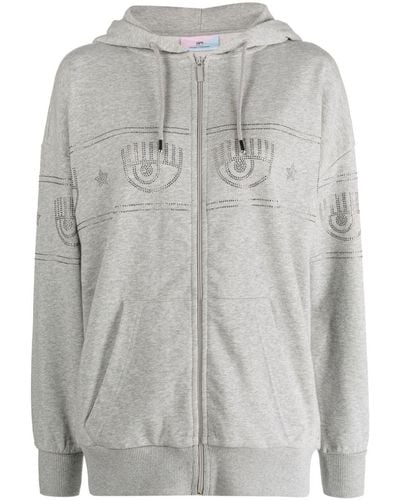 Chiara Ferragni Eyelike-motif Hooded Jacket - Grey