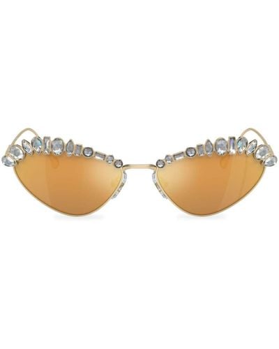 Swarovski Cat-Eye-Sonnenbrille mit Kristallen - Natur