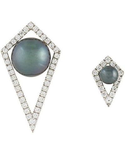 Elise Dray Small And Large Diamond Moon Earrings - Grey