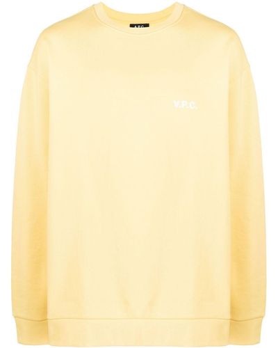 A.P.C. Logo-print Crew-neck Sweatshirt - Yellow