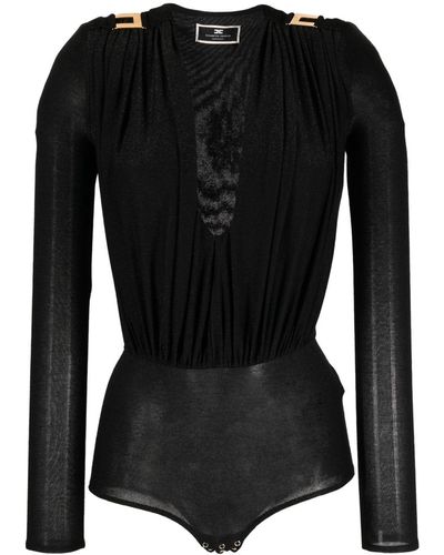 Elisabetta Franchi V-neck Long-sleeve Bodysuit - Black