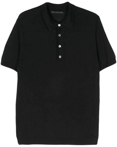 Low Brand Mélange Silk-blend Polo Shirt - Black