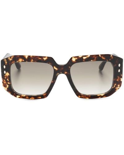 Isabel Marant Logo-print Square-frame Sunglasses - Brown